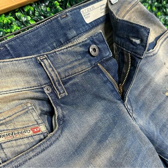 Diesel Grupee Distressed Thrashed Low Rise Skinny Denim Jeans Sz 27 - Picture 3 of 11